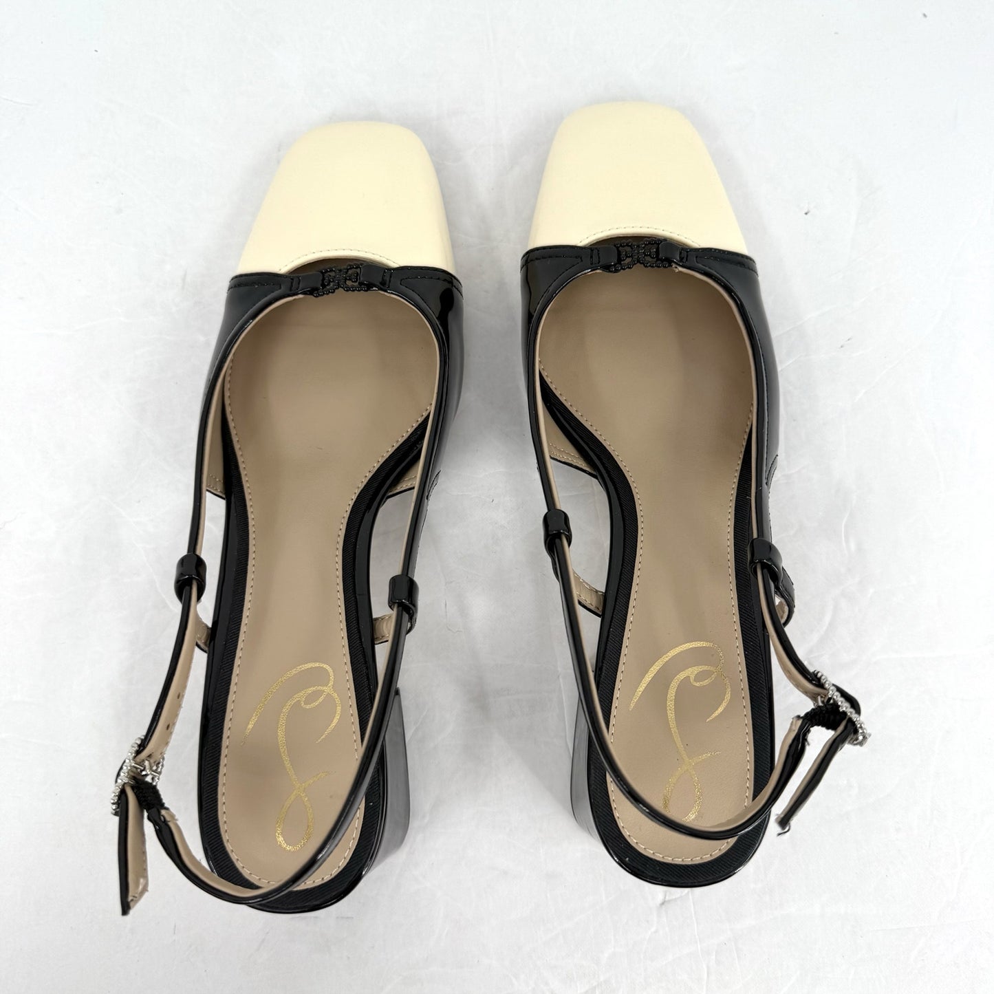 Sam Edelman Womens Tarra Slingback Pumps US 6 M Tan Black Vegan Patent NIB