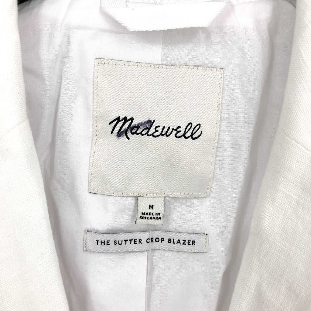 MADEWELL Women's The Sutter Crop Blazer Medium White Linen NO903 NWT