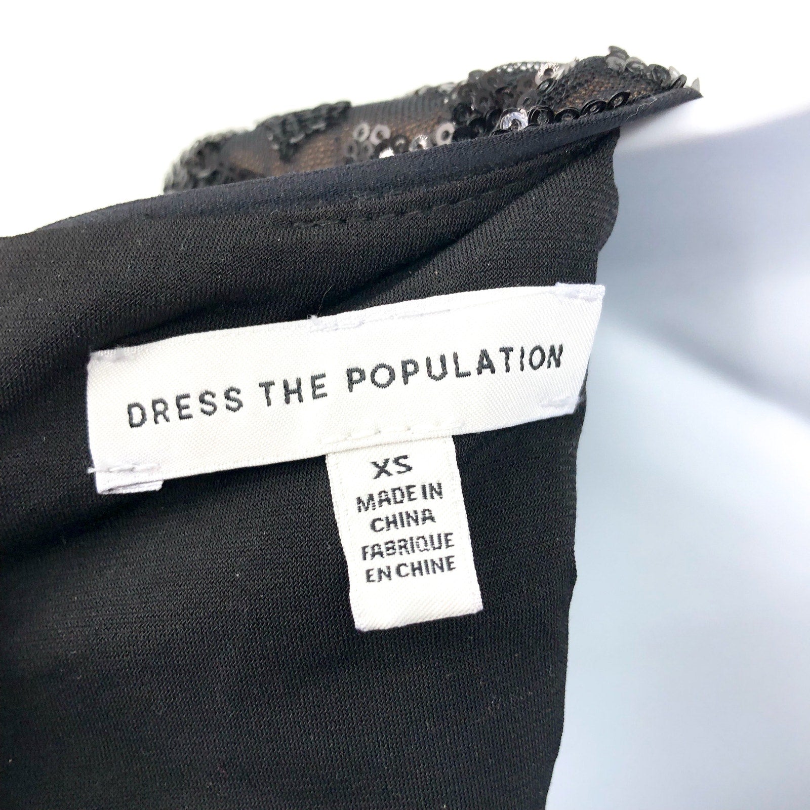 DRESS THE POPULATION Carson Sequin Leopard Jumpsuit XS Black Long Sleeve NWOT
