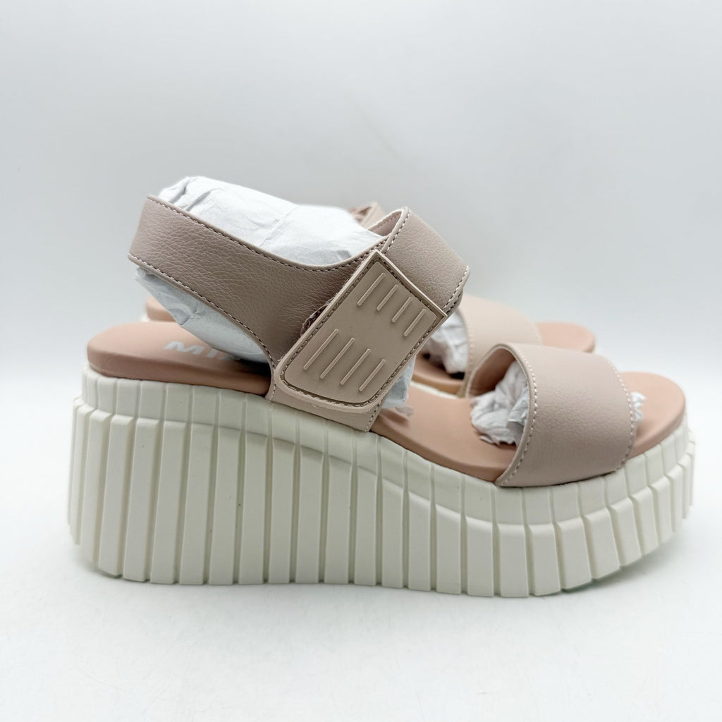 MIA Womens Yuri Wedge Sandals US 6 Taupe Beige Vegan Leather NWOB