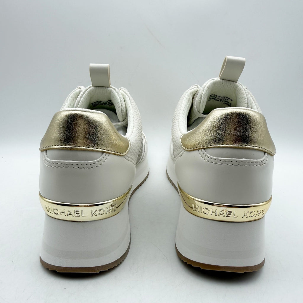 Michael Kors Womens Raina Casual Sneaker US 6 M White Vanilla Gold Trainer NIB