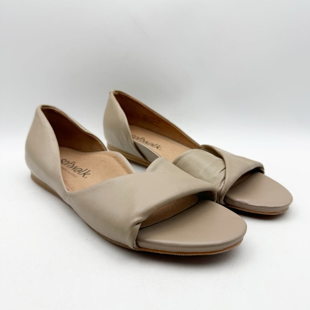 SoftWalk Womens Cypress Slip On Flats US 10 M Tan Beige Leather Open Toe NWOB