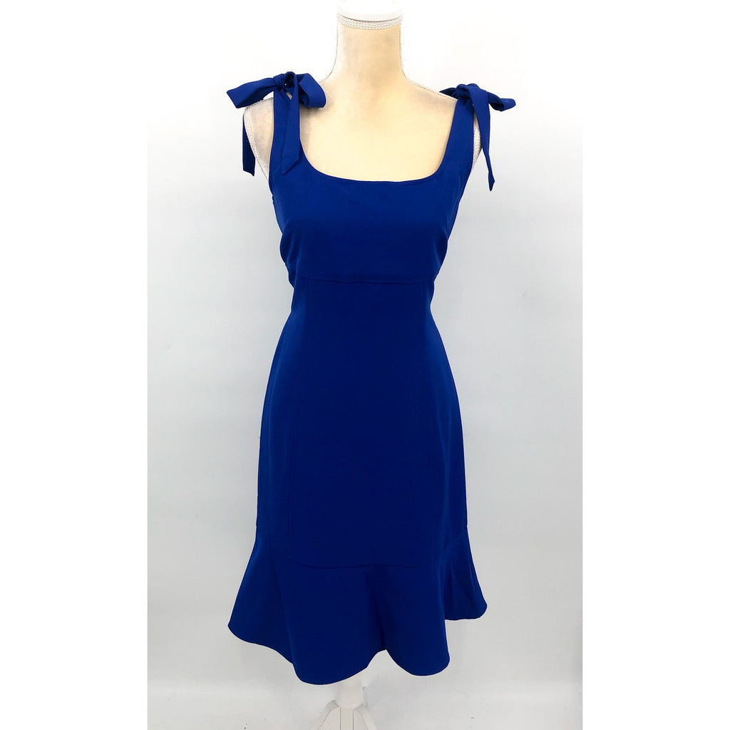 JULIA JORDAN Women's Shoulder Tie Ruffle Hem Sheath Dress Size 6 Royal Blue NWOT