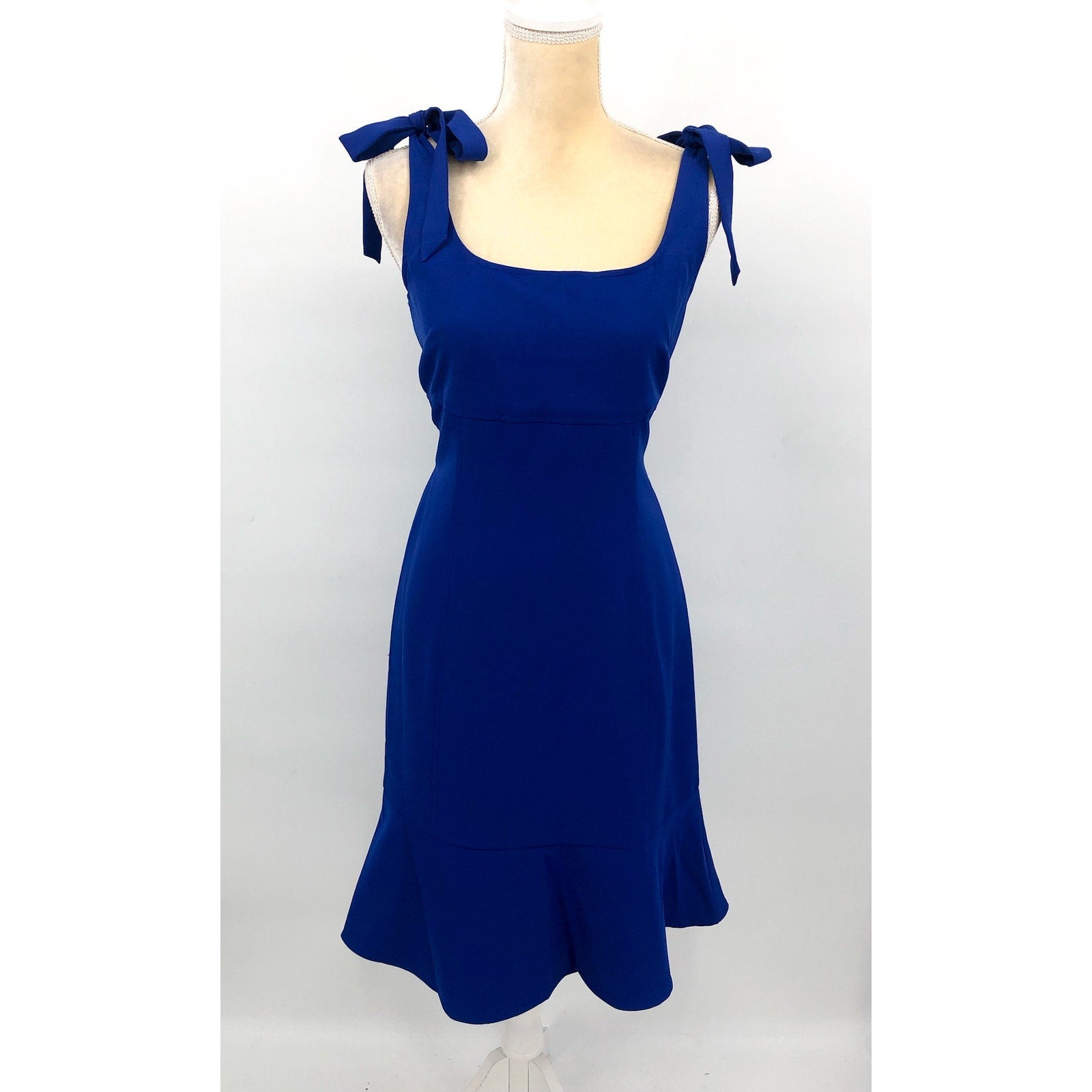 JULIA JORDAN Women's Shoulder Tie Ruffle Hem Sheath Dress Size 6 Royal Blue NWOT