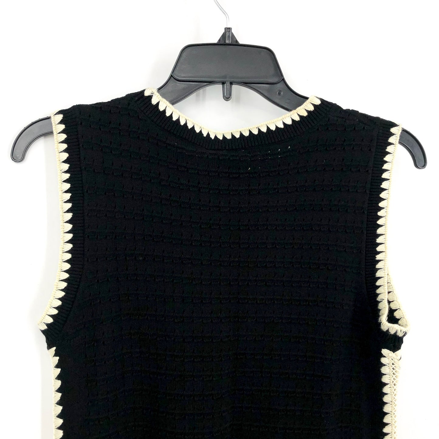 VARLEY Womens Dwight Tank Knit Midi Dress XS Black White Scalloped Edge NWT