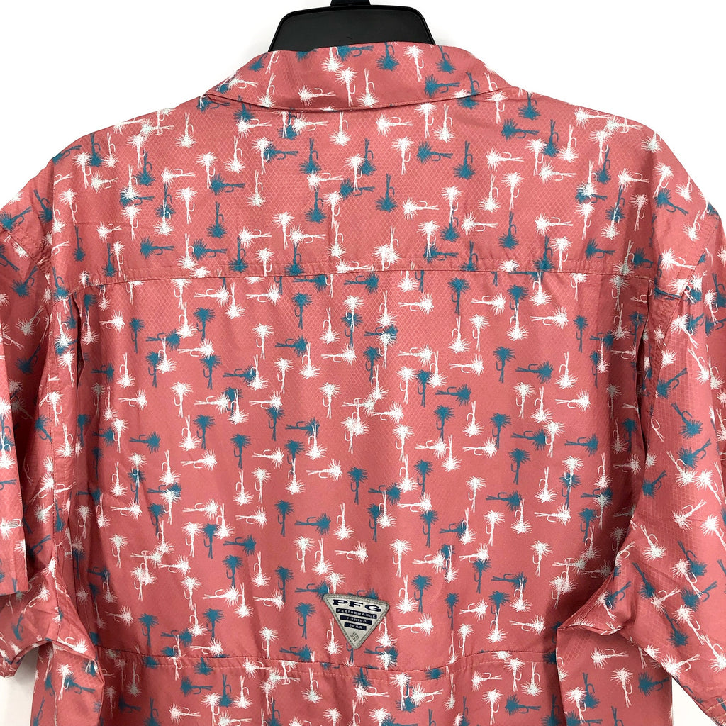 COLUMBIA Mens PFG Super Slack Tide Camp Shirt XL TERRACOTTA RED Short Sleeve NWT