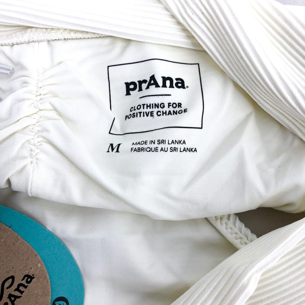 PRANA Women's Aurelia Swim Bottoms Medium White Horchata Ottoman High Waist NWT
