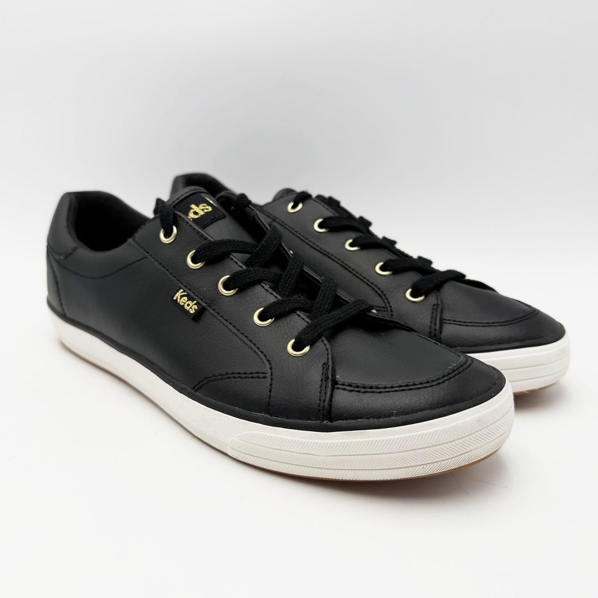 Keds Womens Center III Casual Sneakers Size 9 EU 40 Black Leather NWOB