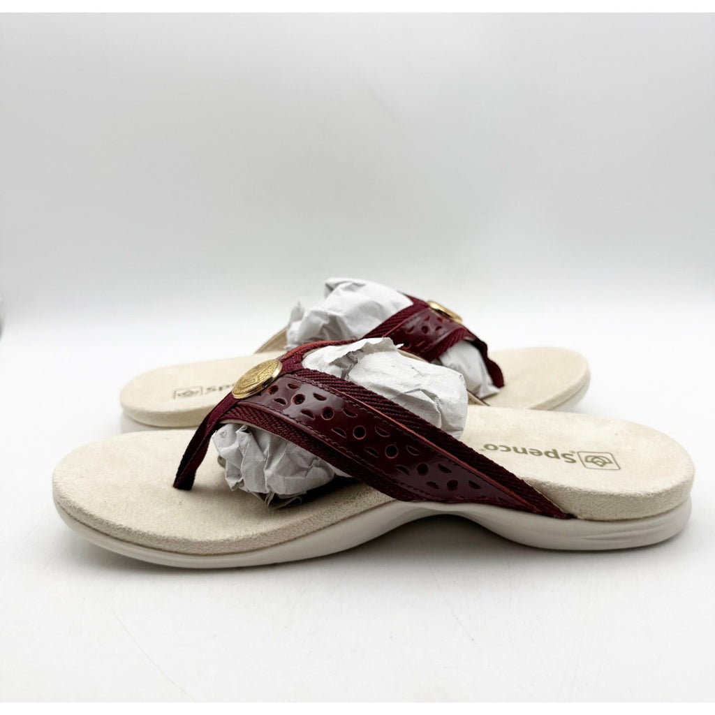 Spenco Women's Starboard Flip Flop Sandals Size 6.5 WIDE Red Burgundy NIB