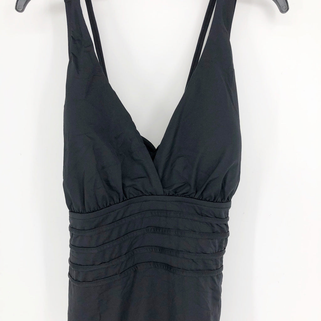 LA BLANCA Island Goddess One Piece Swimsuit 22W Black Multi-Strap Cross-Back