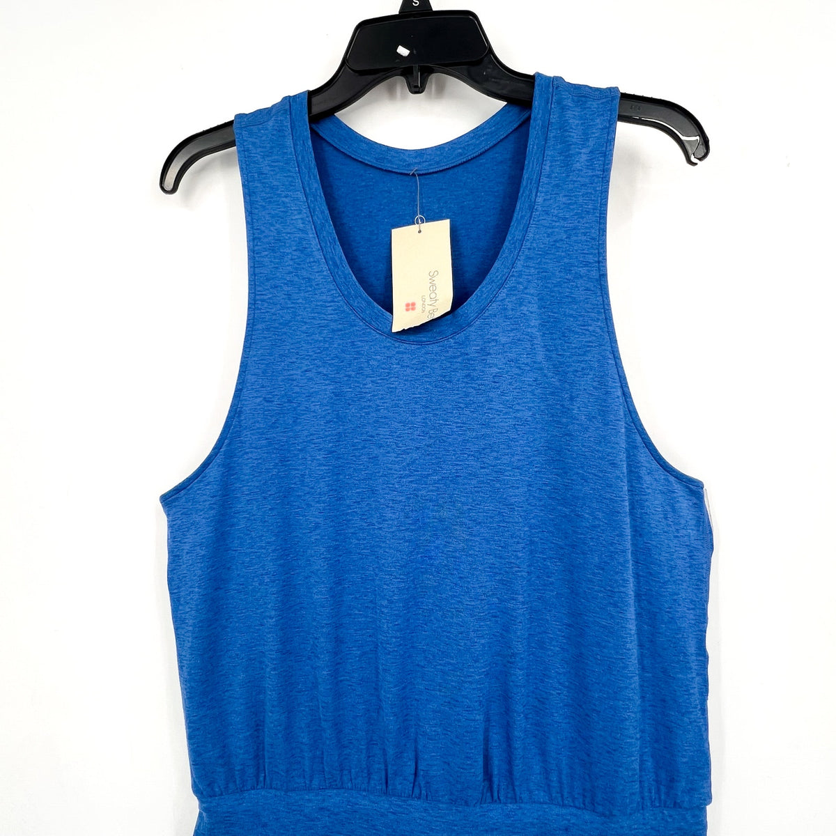 SWEATY BETTY Women's Gary Sleeveless Romper Large US 10 Oxford Blue Marl NWT