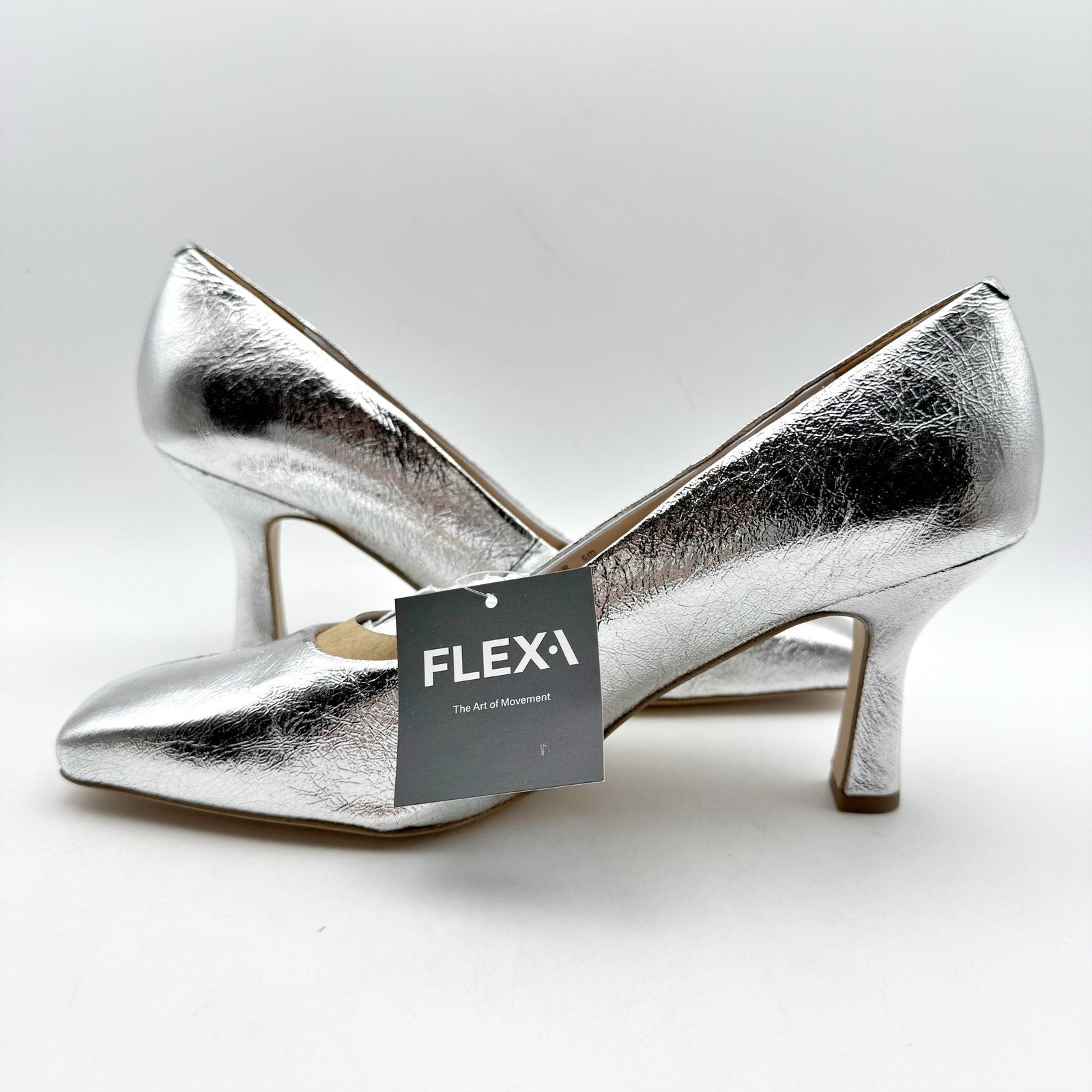 Franco Sarto Womens Flexa Aela Pumps US 8.5 M EU 39 Silver Leather NIB