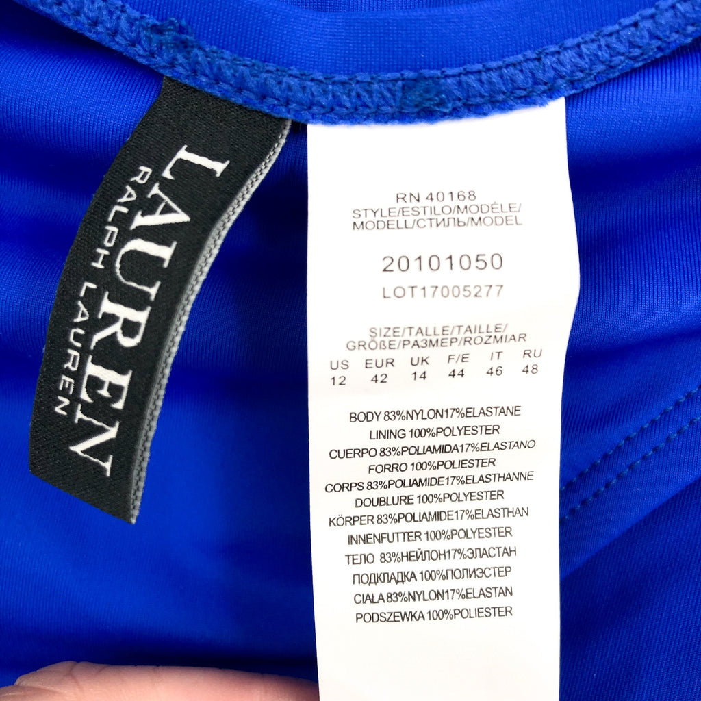 LAUREN RALPH LAUREN Women's Hipster Bikini Bottoms Size 12 Blue Beach Club NWT
