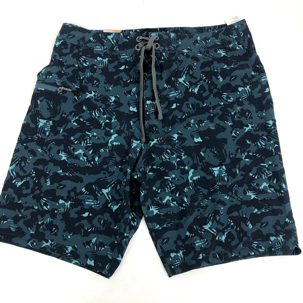 PRANA Men's Fenton Board Shorts Size 34 Large Bluefin Camo 9" Inseam UPF 50+ NWT