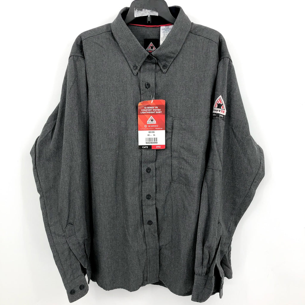 BULWARK Women's iQ Series Comfort Woven FR Shirt XL Dark Grey Long Sleeve NWT