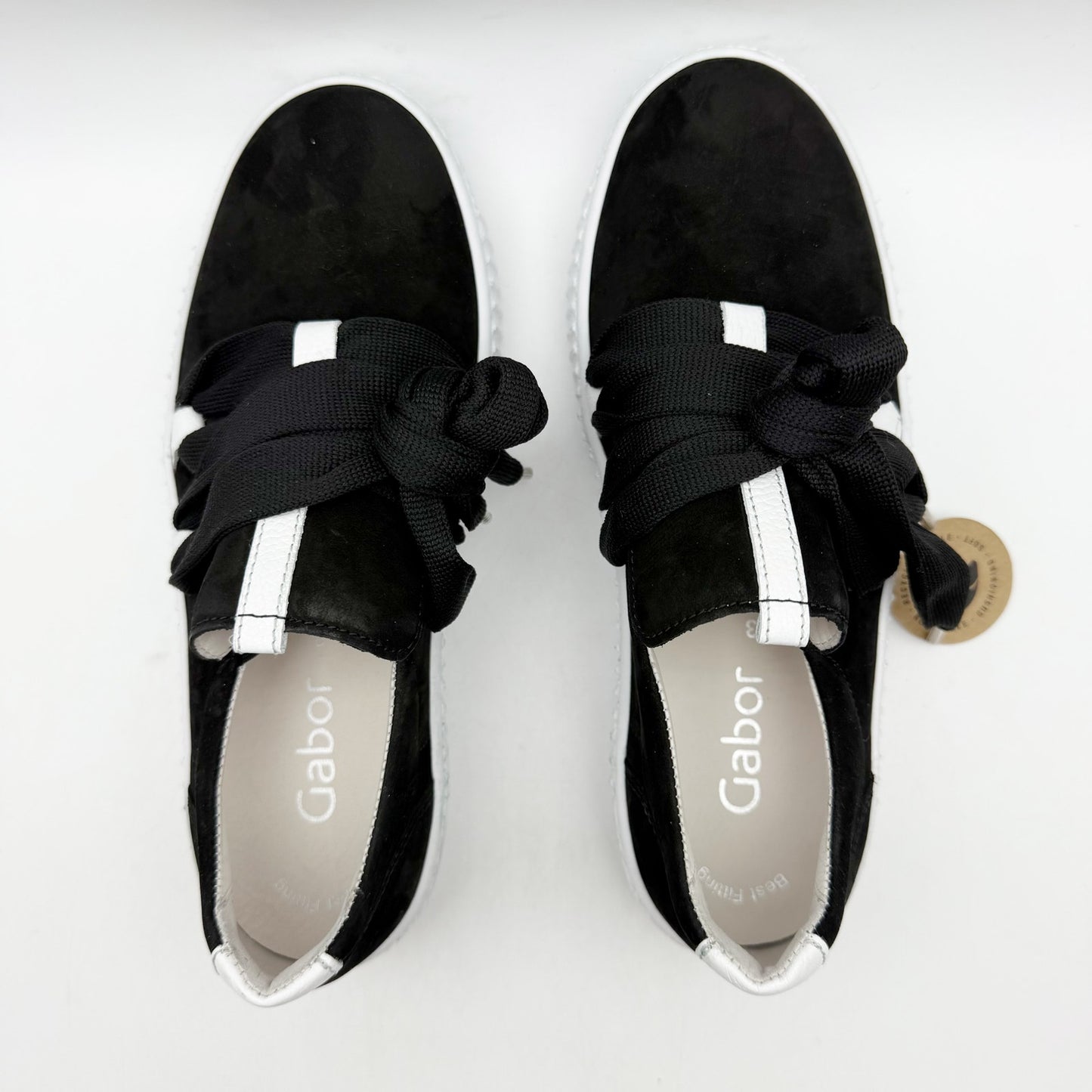 Gabor Womens 43.333 Platform Sneaker US 5.5 M EU 35.5 Black Leather NWOB