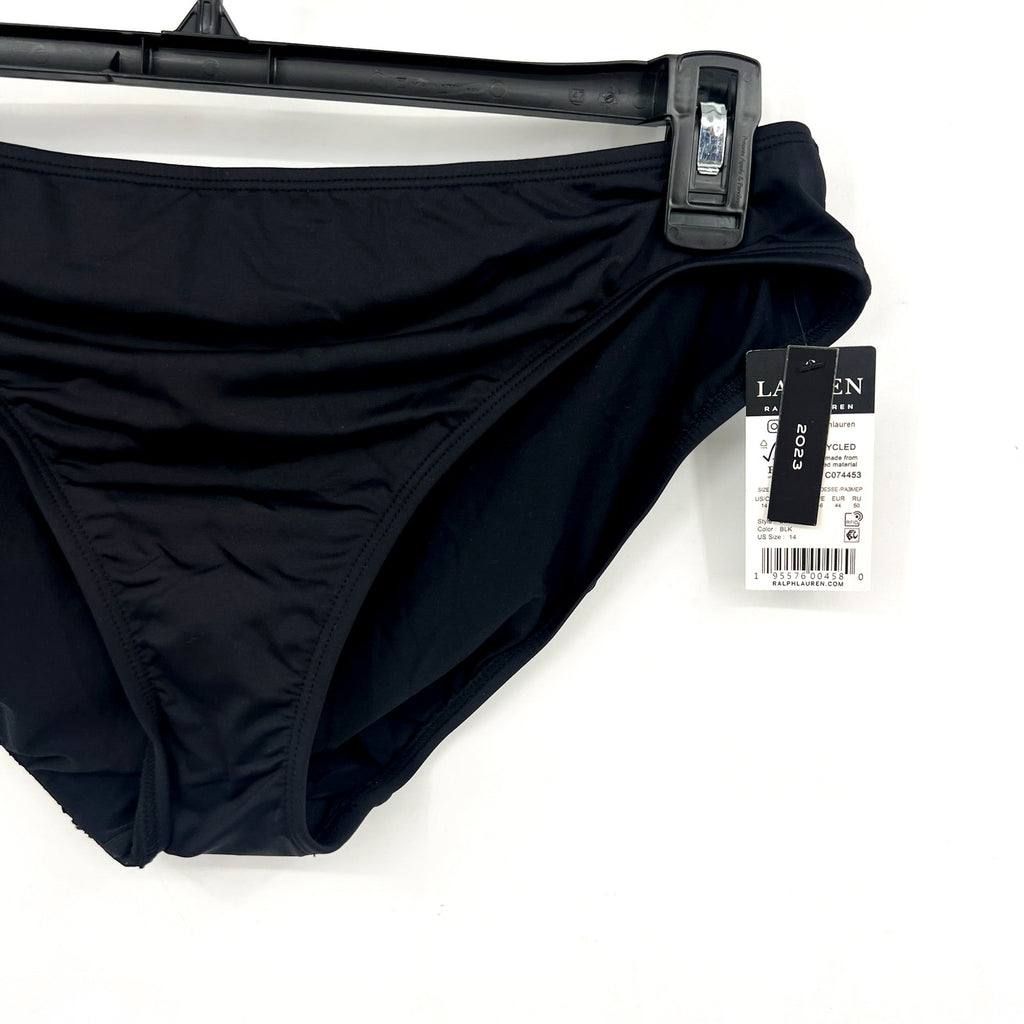 LAUREN RALPH LAUREN Beach Club Hipster Bikini Bottoms Size 14 Black Swim NWT