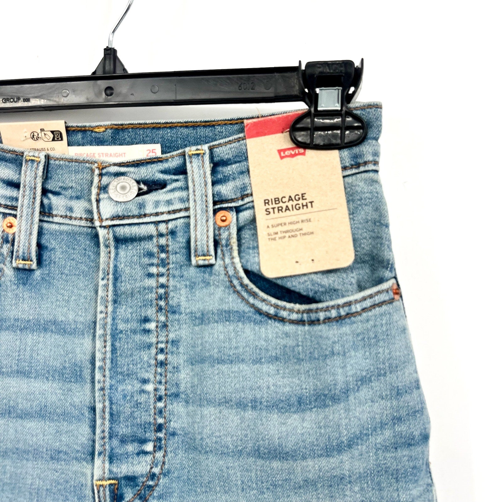 Levi's Womens Ribcage Straight Jeans 25x32 0 Blue Ringing Bells 79078-0017 NWT