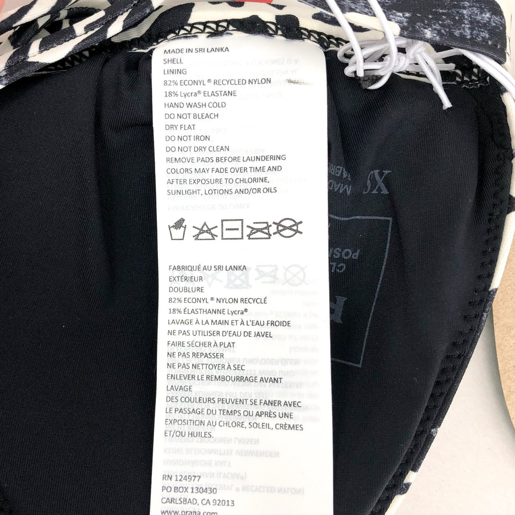 PRANA Women's Sunkissed Triangle Bikini Top XS Black Flora Fauna Cross Back NWT