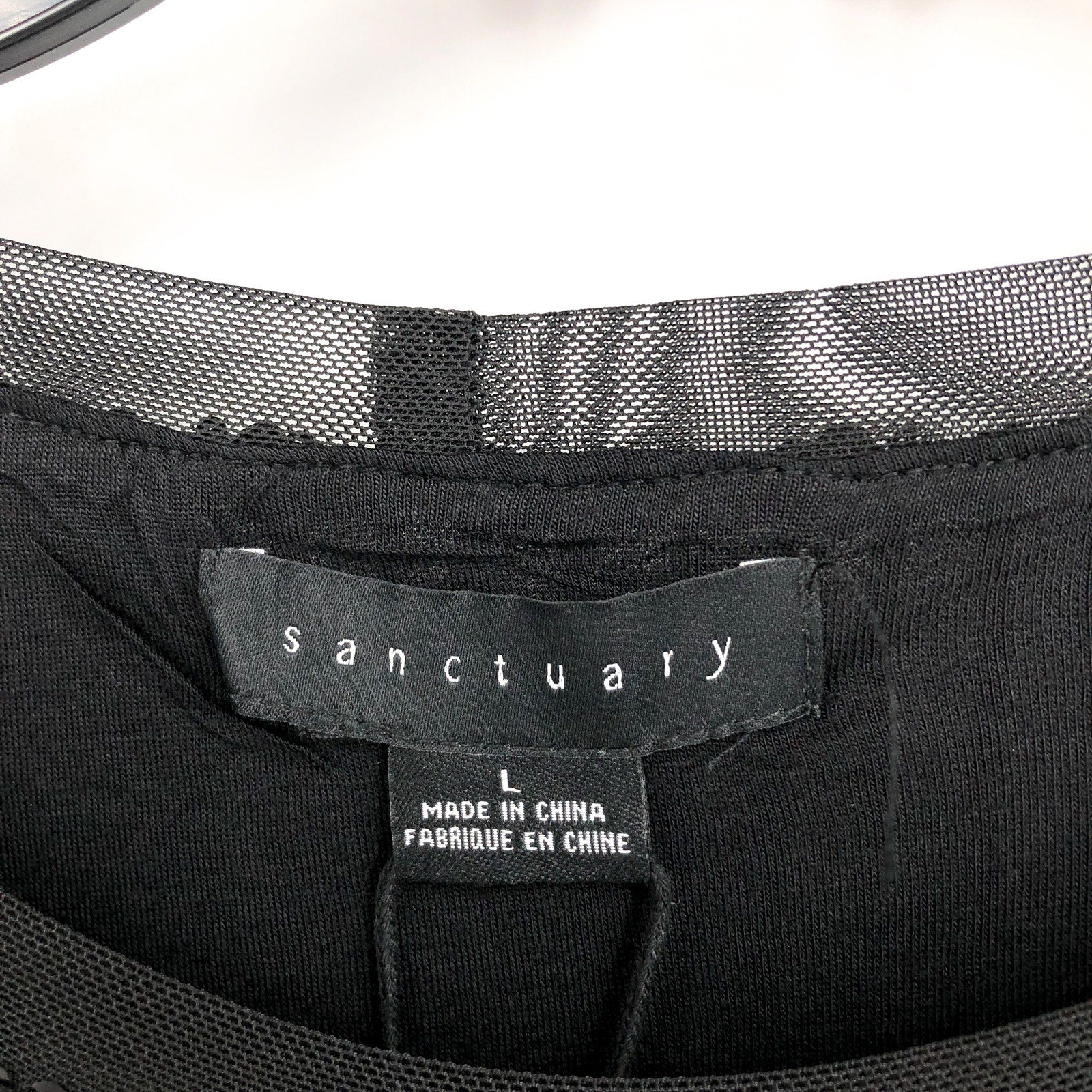 SANCTUARY Women's Sequin Perfect Tee Large Black Short Sleeve NWT