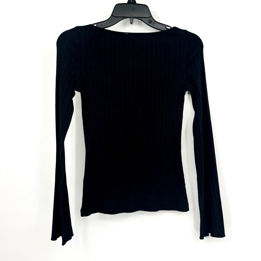 MADEWELL Women's Boat Neck Rib Top XS Jet BlackLong Sleeve NS805 NWT