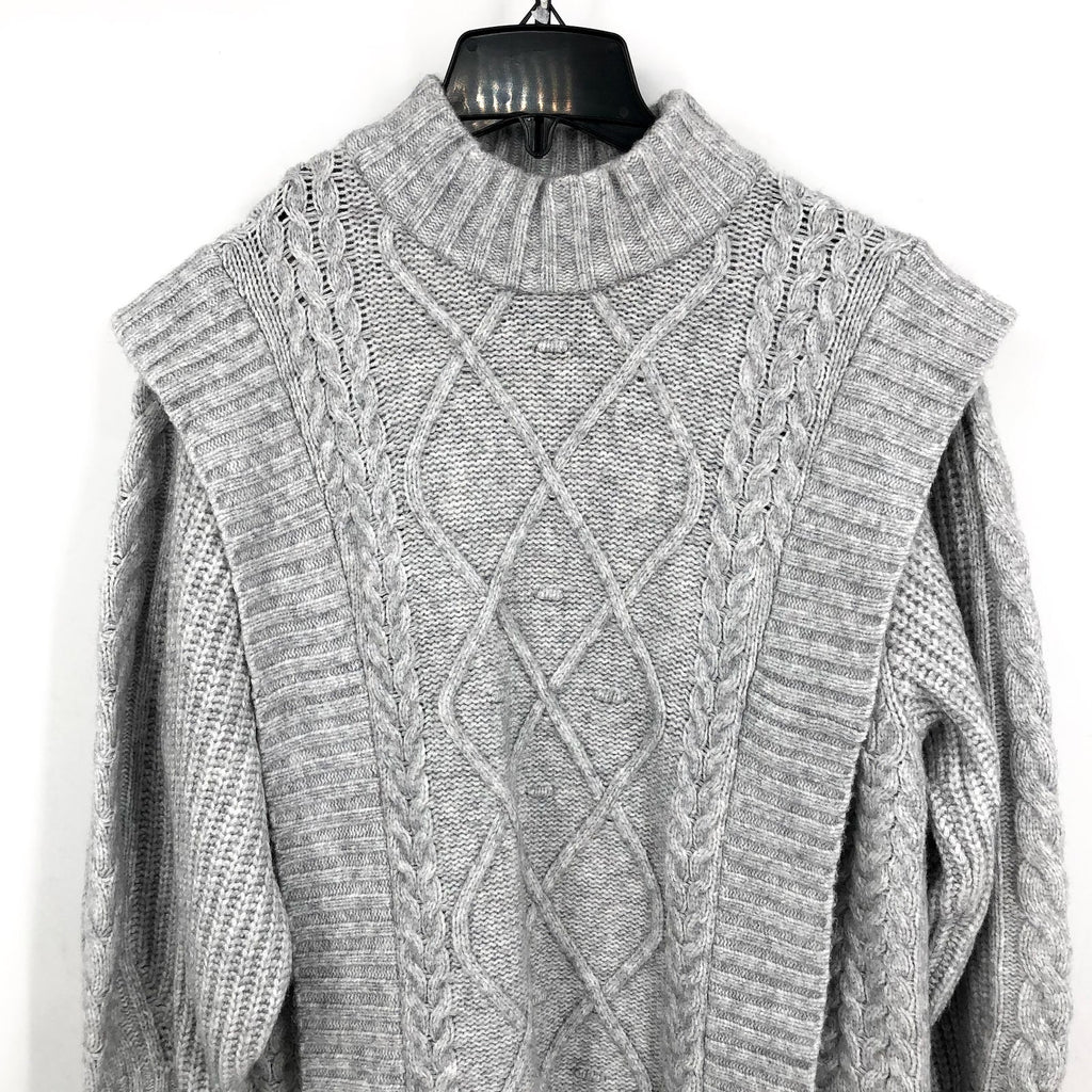 TED BAKER Women's Arriaa Cable Sweater Dress US 8 Ted 3 Grey High Neck NWOT