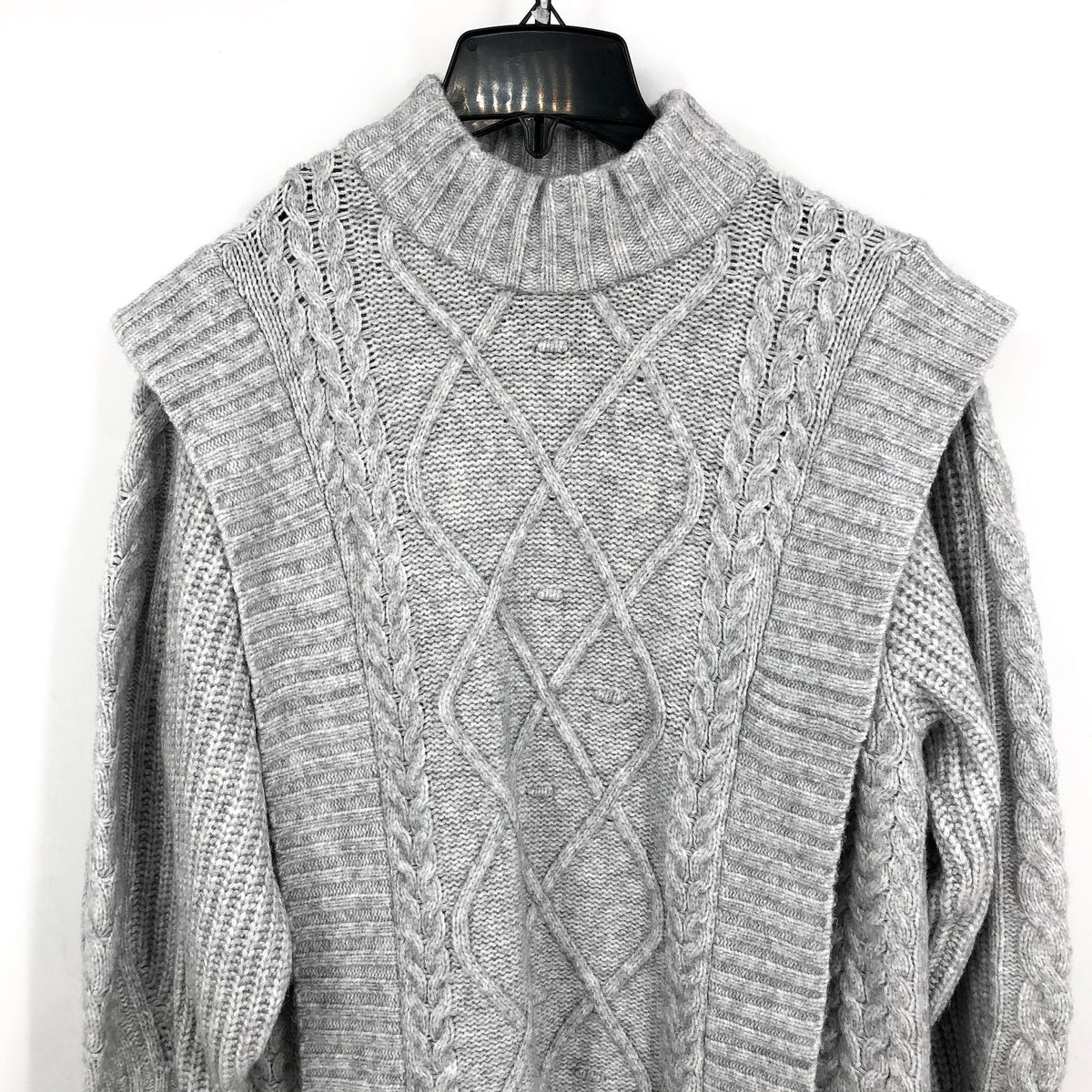 TED BAKER Women's Arriaa Cable Sweater Dress US 8 Ted 3 Grey High Neck NWOT