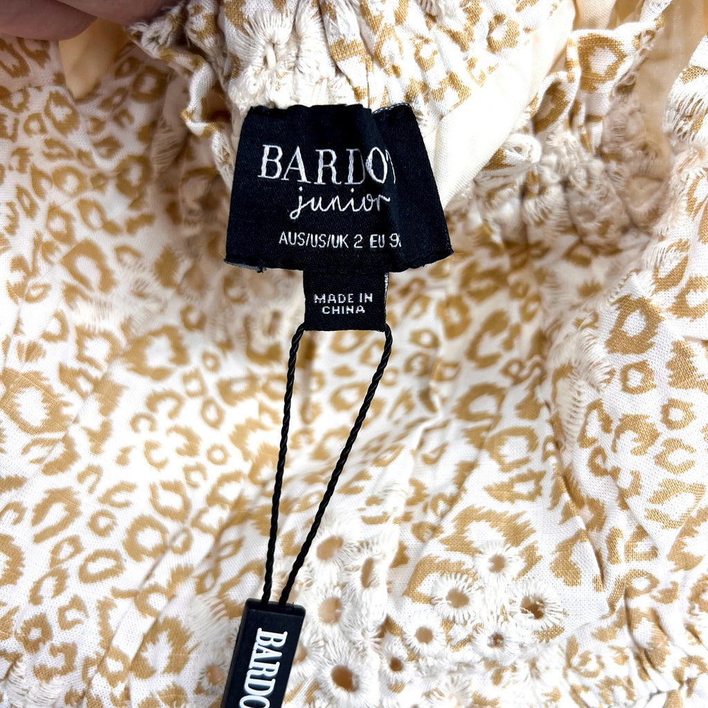 BARDOT Toddler Girl's Leopard Trim Romper Size 2T Beige Peplum NWT