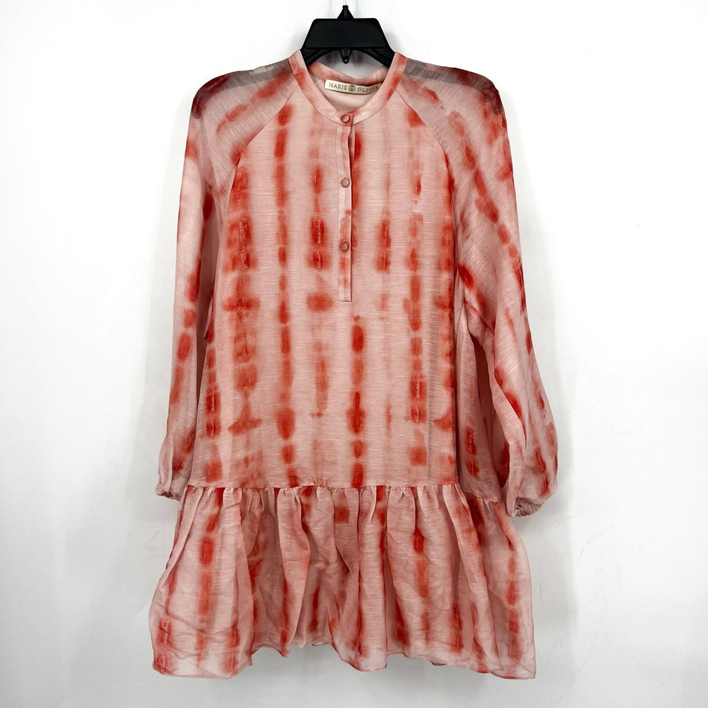 MARIE OLIVER Women's Retta Shift Dress Small Pink Cranberry Dye Linen Silk NWT