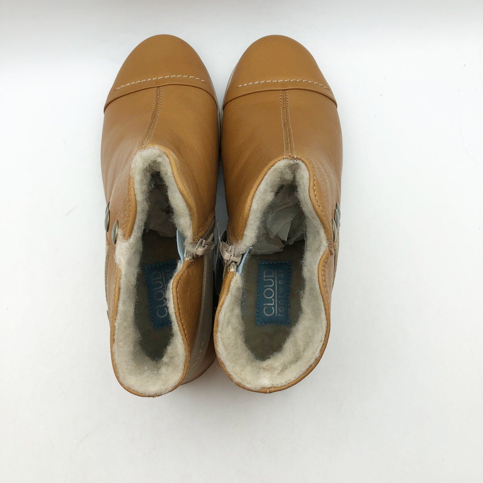 CLOUD Footwear Womens Aline Basic Boots Size 7 EU 38 Tan Leather Wool Lining NIB