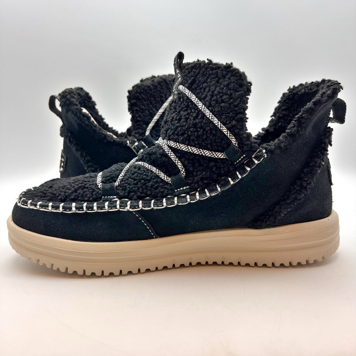 Hey Dude Womens Camden Sneaker Boots Size 8 EU 39 Black Suede NWOB