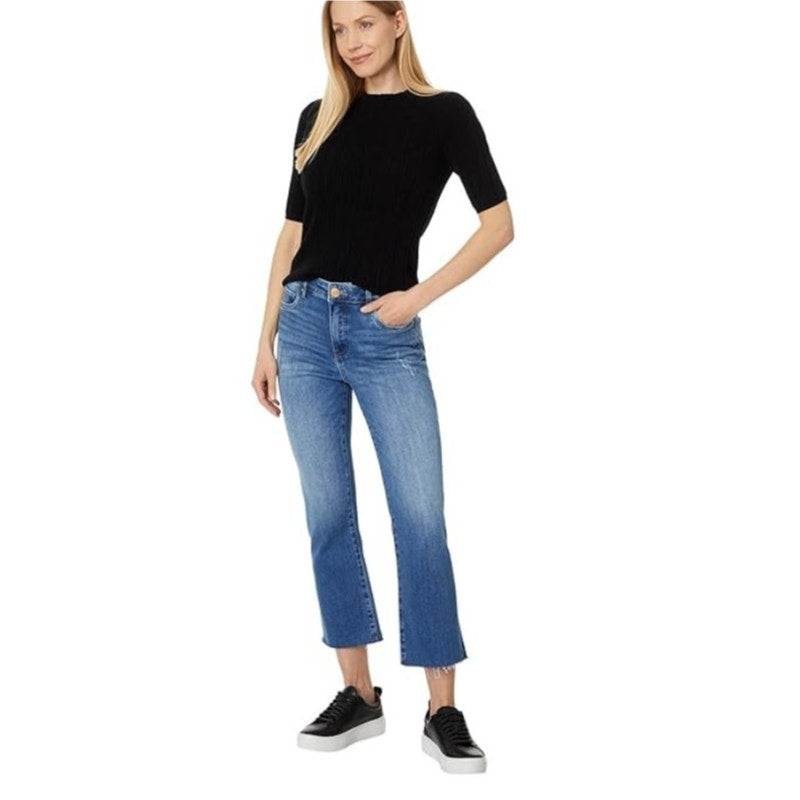 KUT FROM THE KLOTH Womens Kelsey Fab Ab Flare Jeans 6 Petite Blue Perceptual NWT