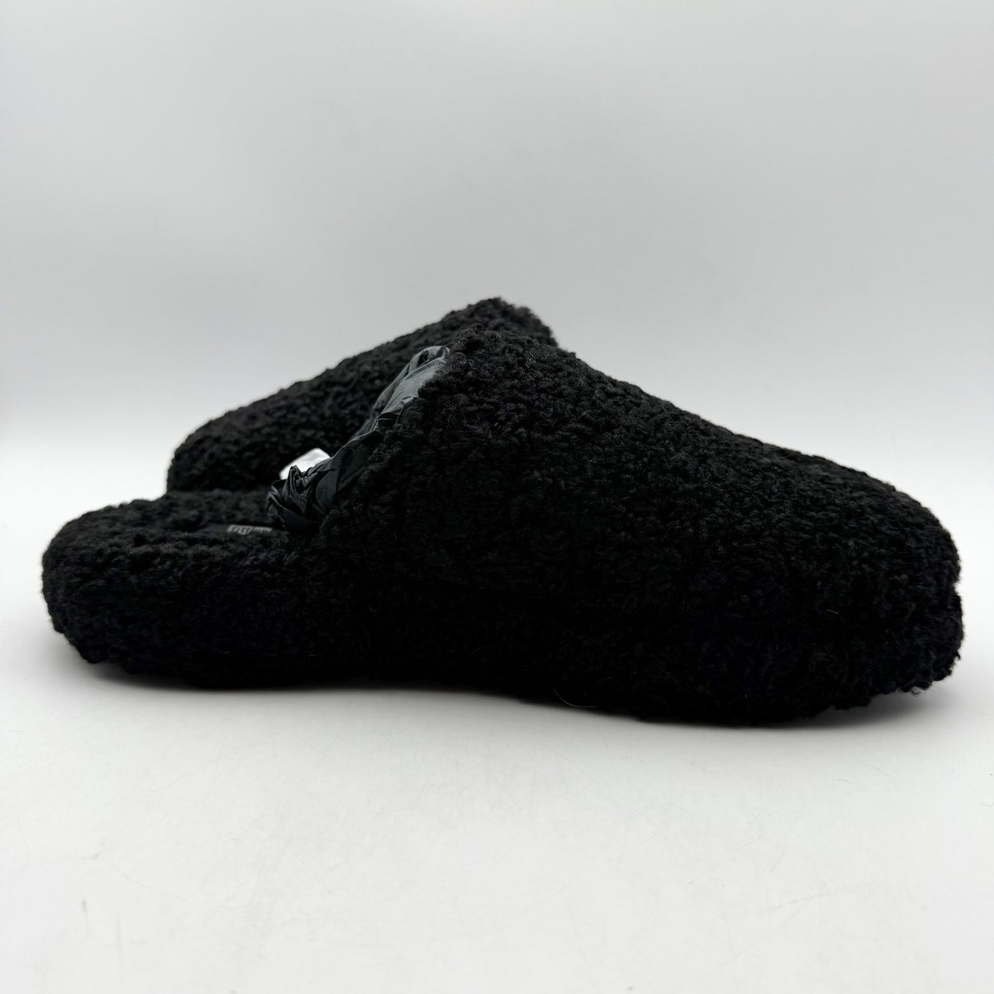 FitFlop Womens Iqushion D-Luxe Padded Teddy Mules US 9 Black Fleece NIB