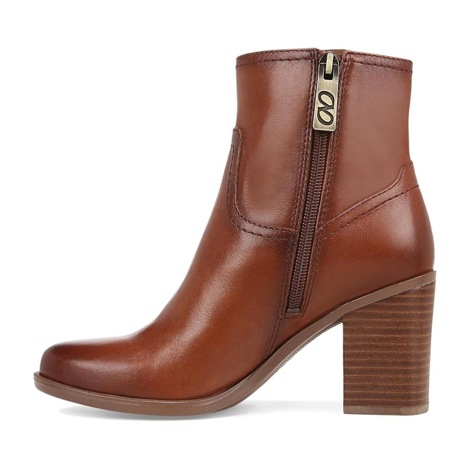 Naturalizer Womens Kalina Ankle Bootie Size 7.5 WIDE Cider Brown Leather NIB