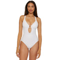 BECCA Women's Marble Canyon Ring One-Piece Swimsuit Large White V Neck NWT
