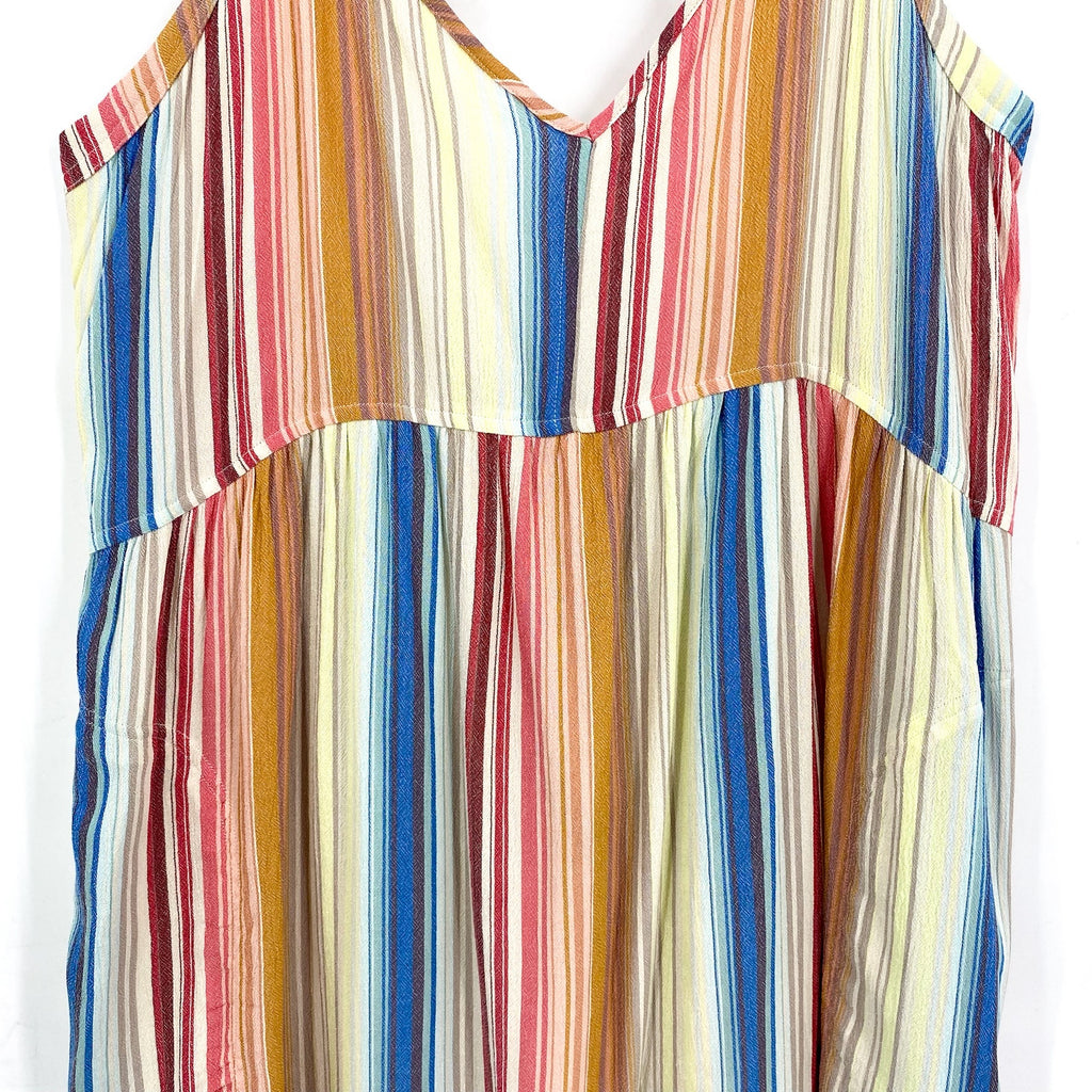 PRANA Women's Fernie Boho Dress Large Multi Baja Stripe Crisscross Cover Up NWT
