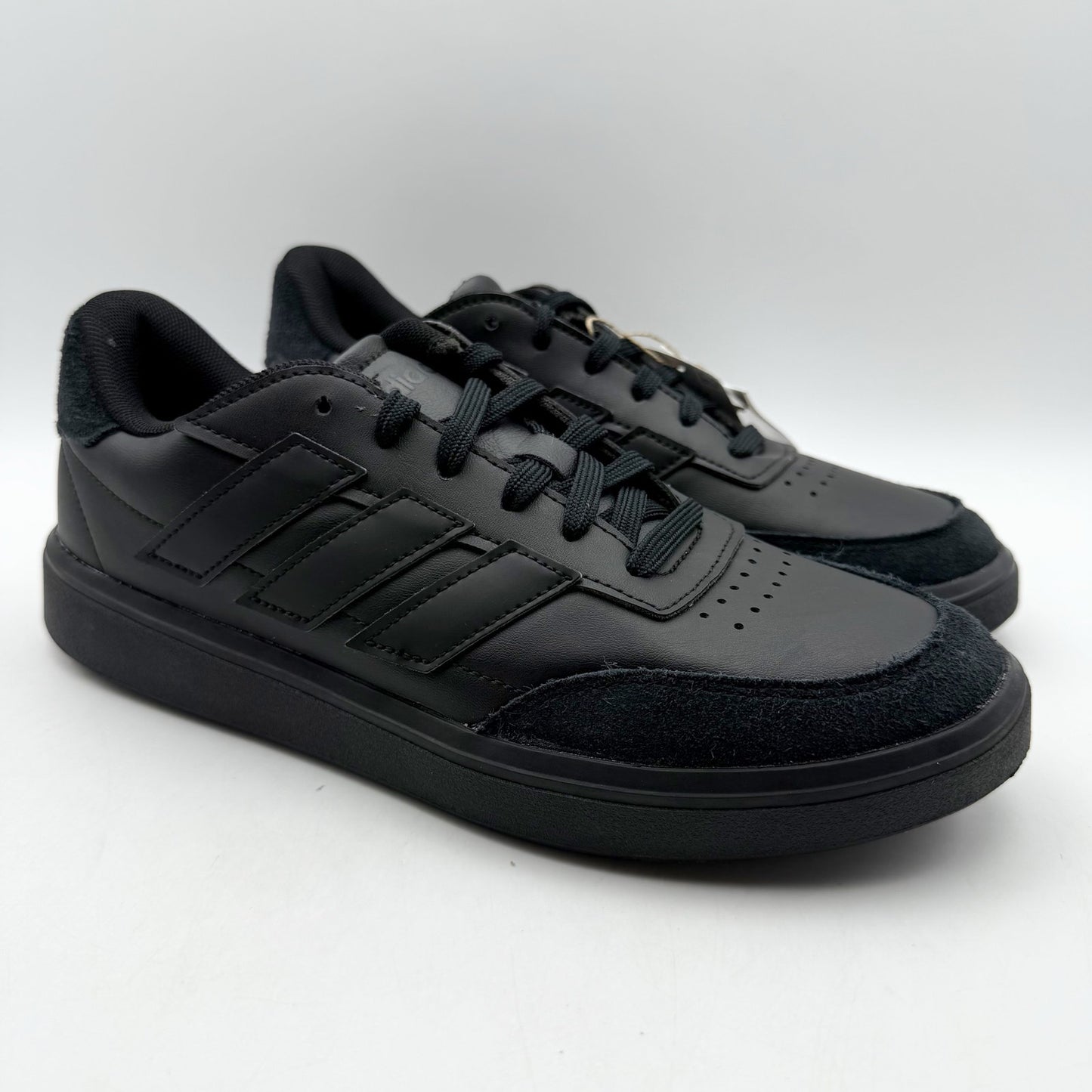 Adidas Kids Court Block Tennis Sneakers US 6.5 Black Vegan Leather NIB