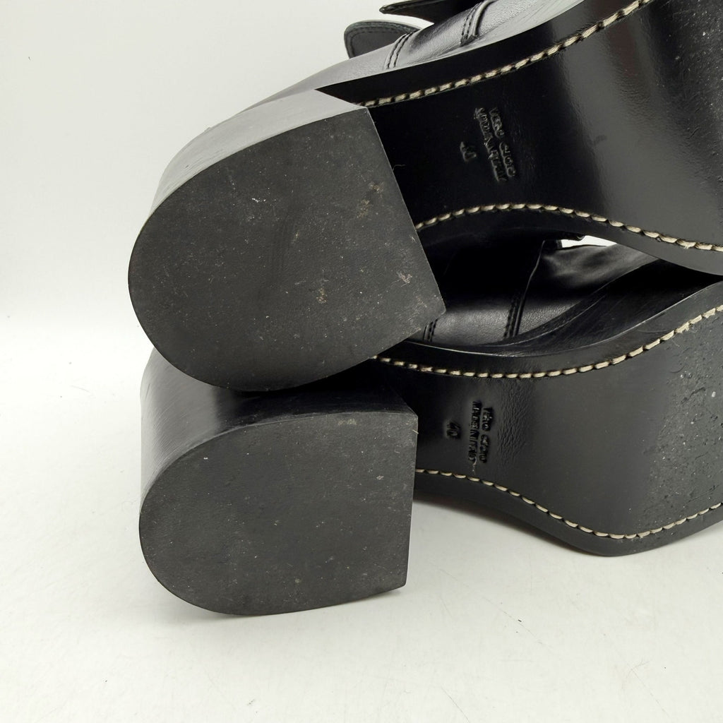 RE/DONE Womens Big Buckle Pumps EU 40 US 10 Black Leather Loafers EUC