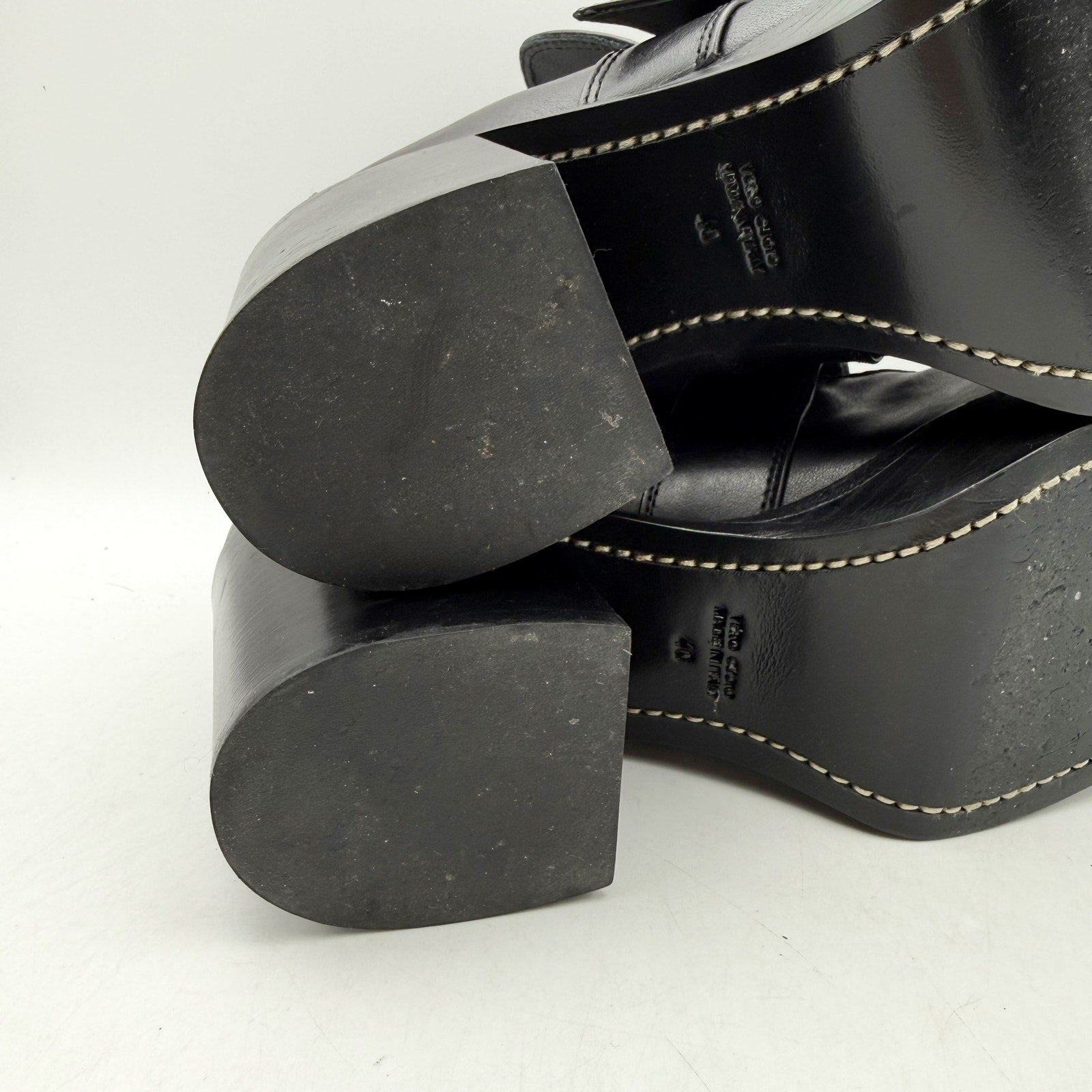 RE/DONE Womens Big Buckle Pumps EU 40 US 10 Black Leather Loafers EUC