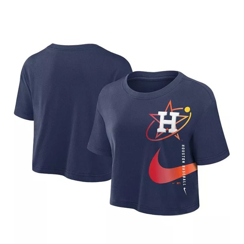 NIKE Womens Houston Astros City Connect Cropped T-Shirt XS Navy Blue NWT
