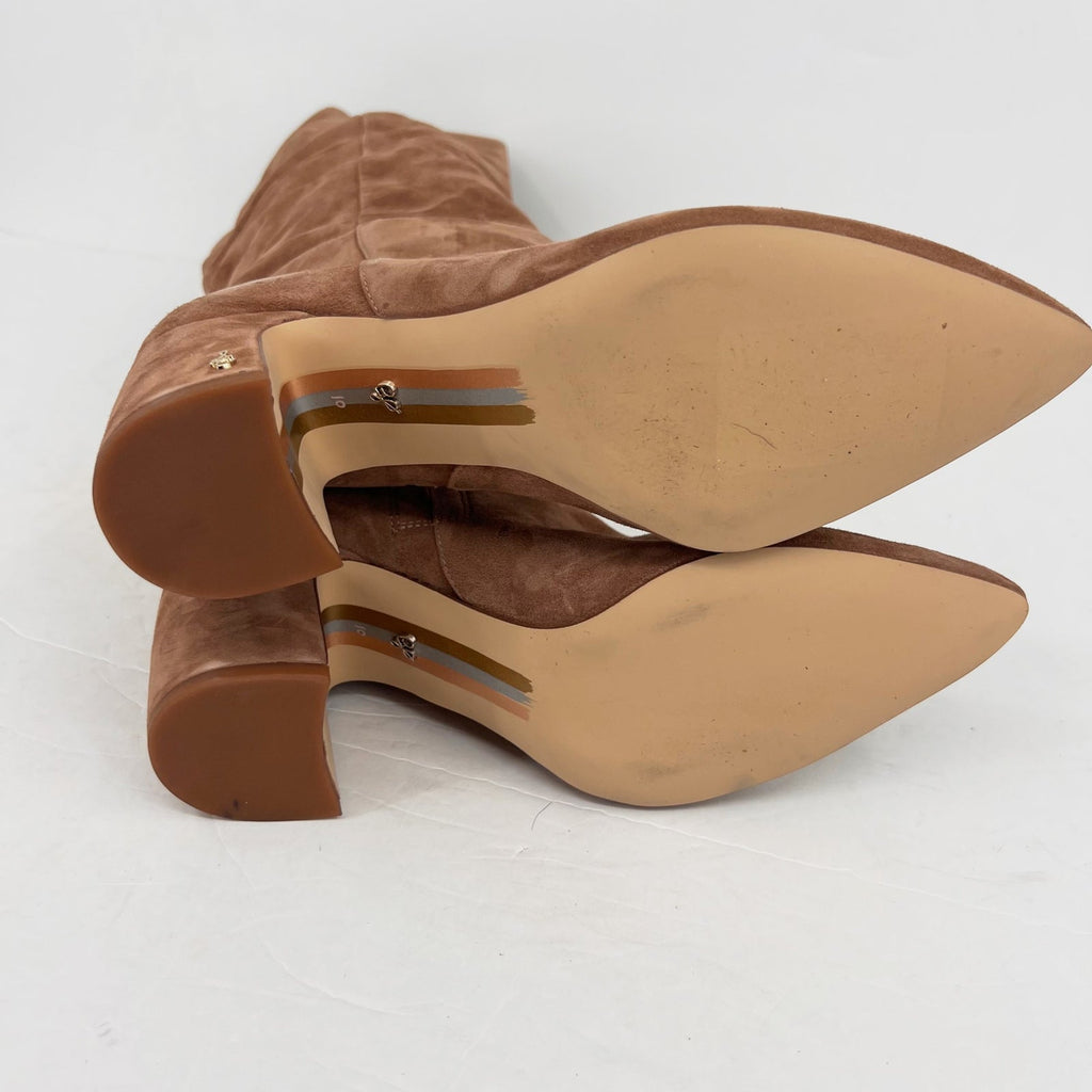 Sam Edelman Womens Hiltin Knee High Boots Size 10 EU 40 Tan Praline Suede NWOB