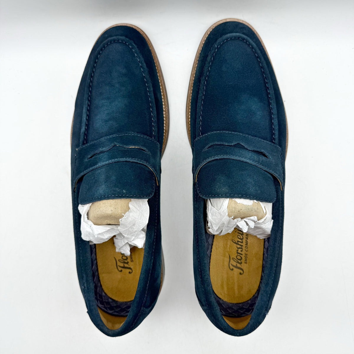 Florsheim Mens Rucci Penny Loafers Size 7 M EU 40 Navy Blue Suede NIB