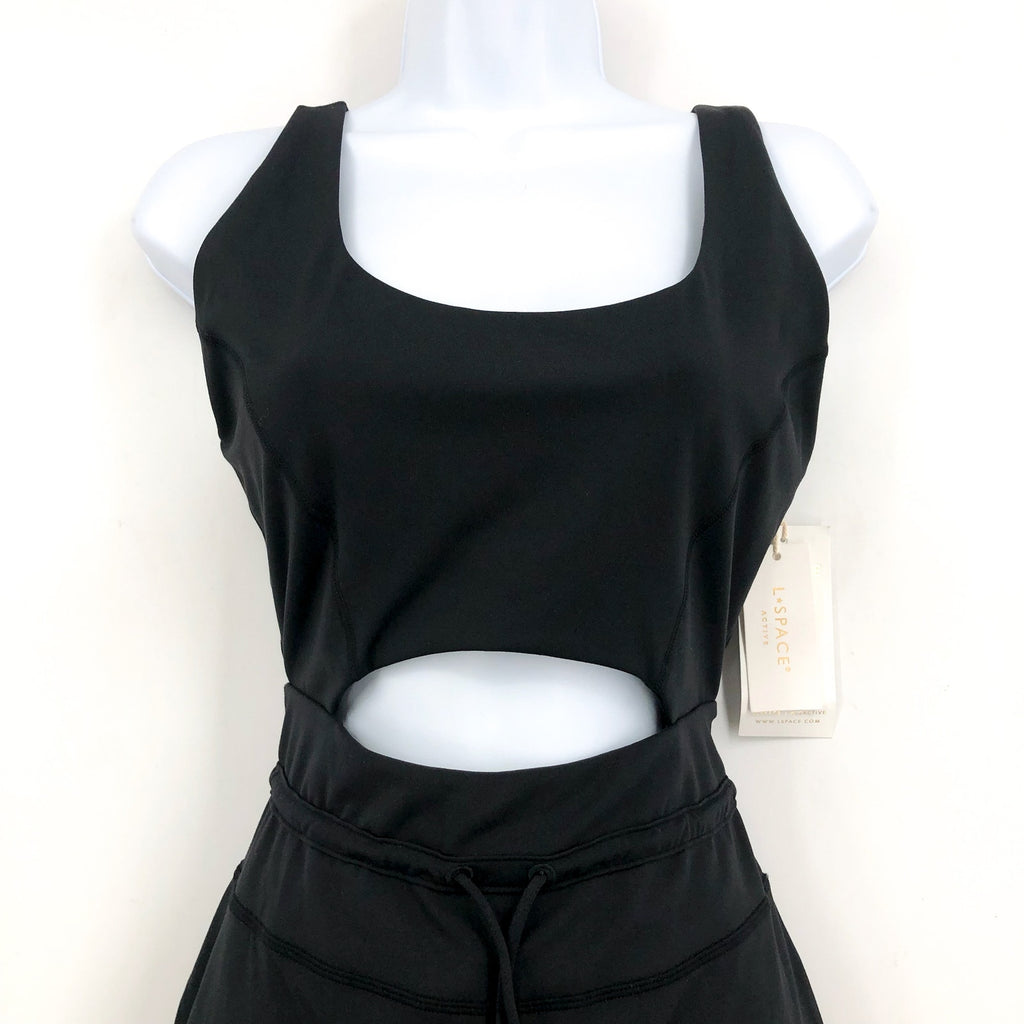 L*SPACE Women's Patterson Athletic Dress Large Black Tank Built in Short  NWT