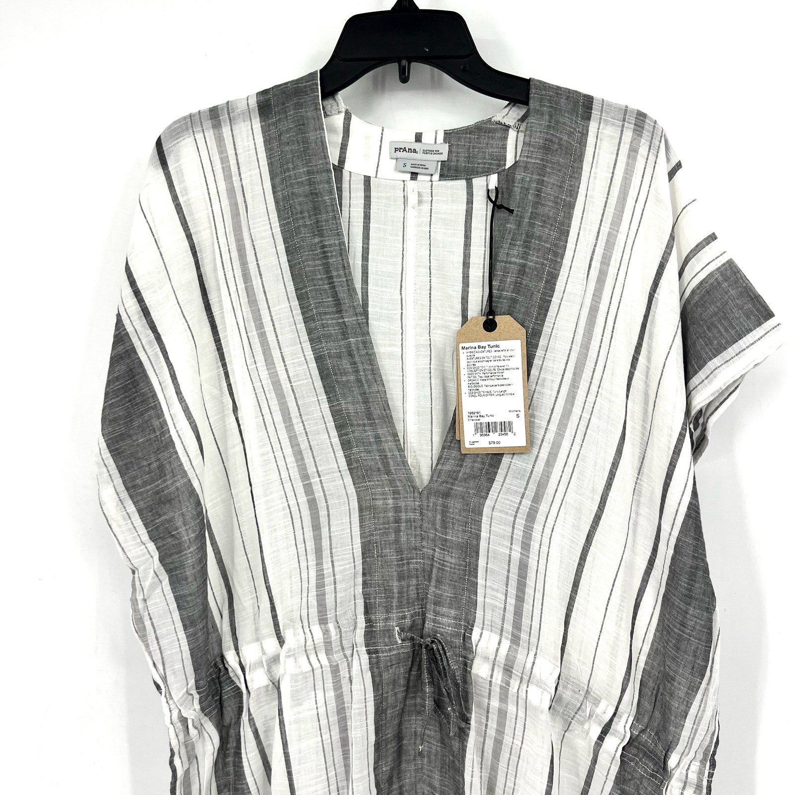 PRANA Women's Marina Bay Tunic Cover Up Small Charcoal Gray Cotton Dress NWT