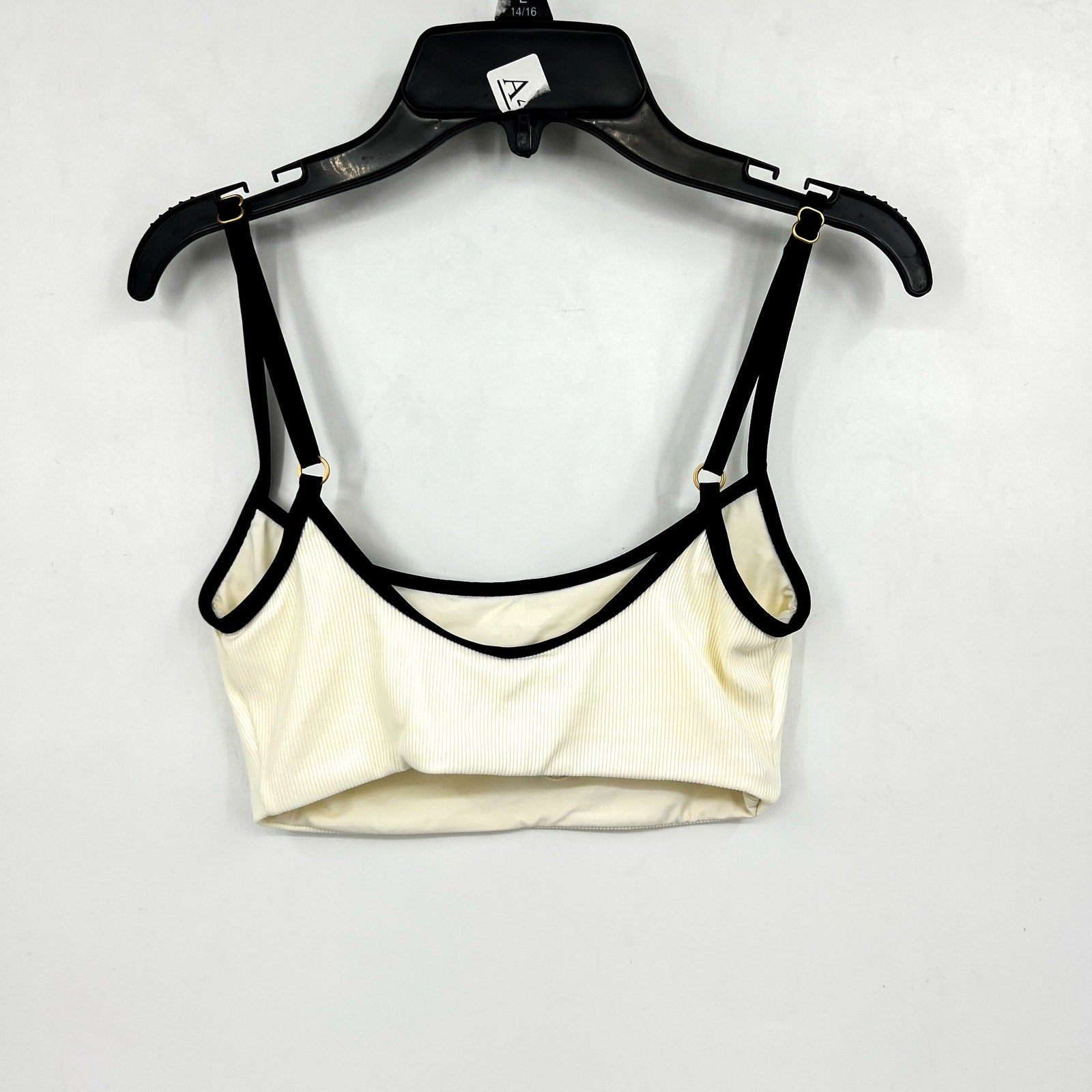 L*SPACE Women's Adalyn Bikini Top Small Cream Black Colorblock Bralette NWT