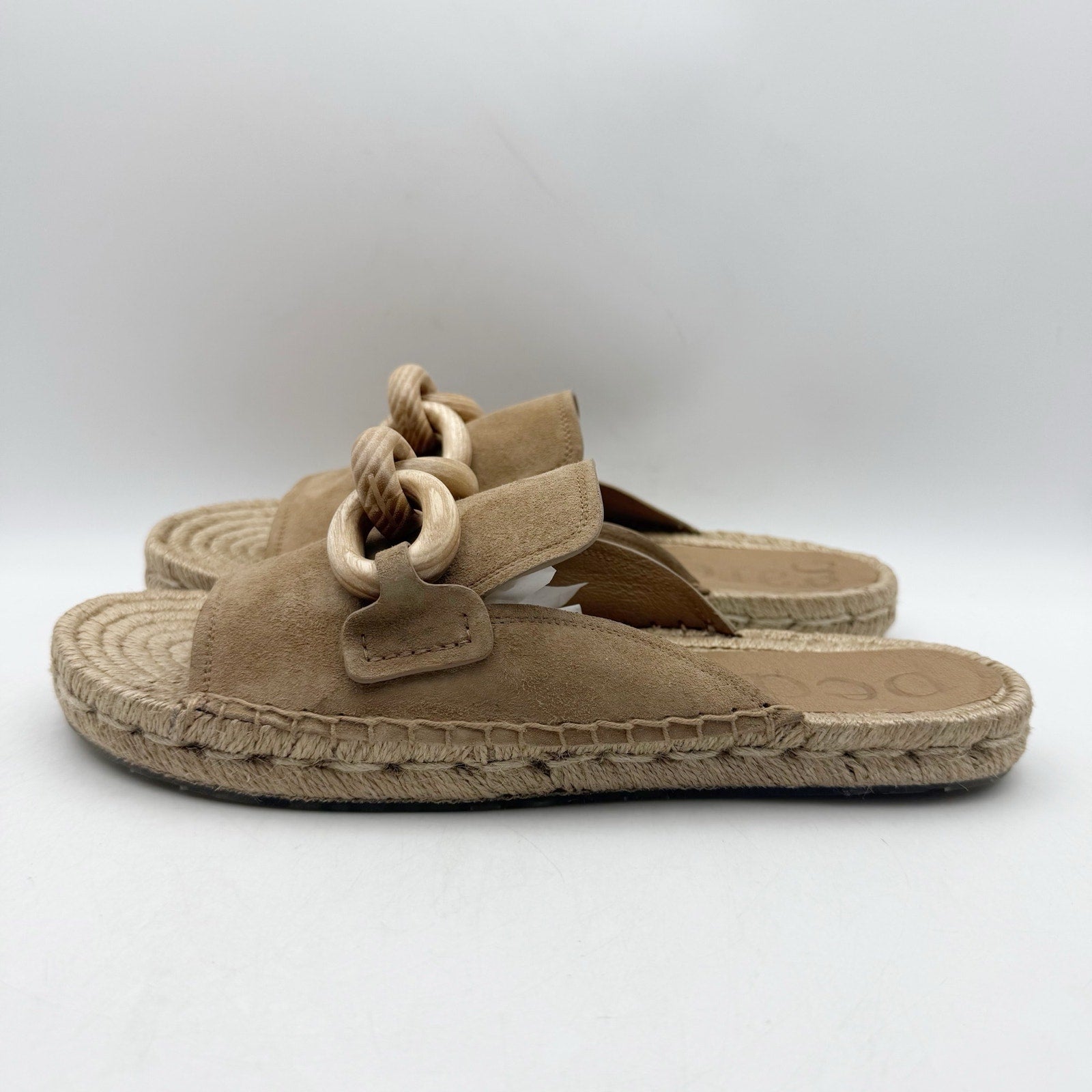 Pedro Garcia Womens Journey Slide Sandals EU 39.5 US 9.5 Tan Beige Leather NWOB