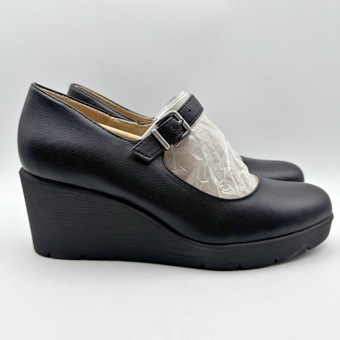 NATURALIZER Womens Adore Mary Jane Wedge Heels US 12 M EU 43 Black NWOB