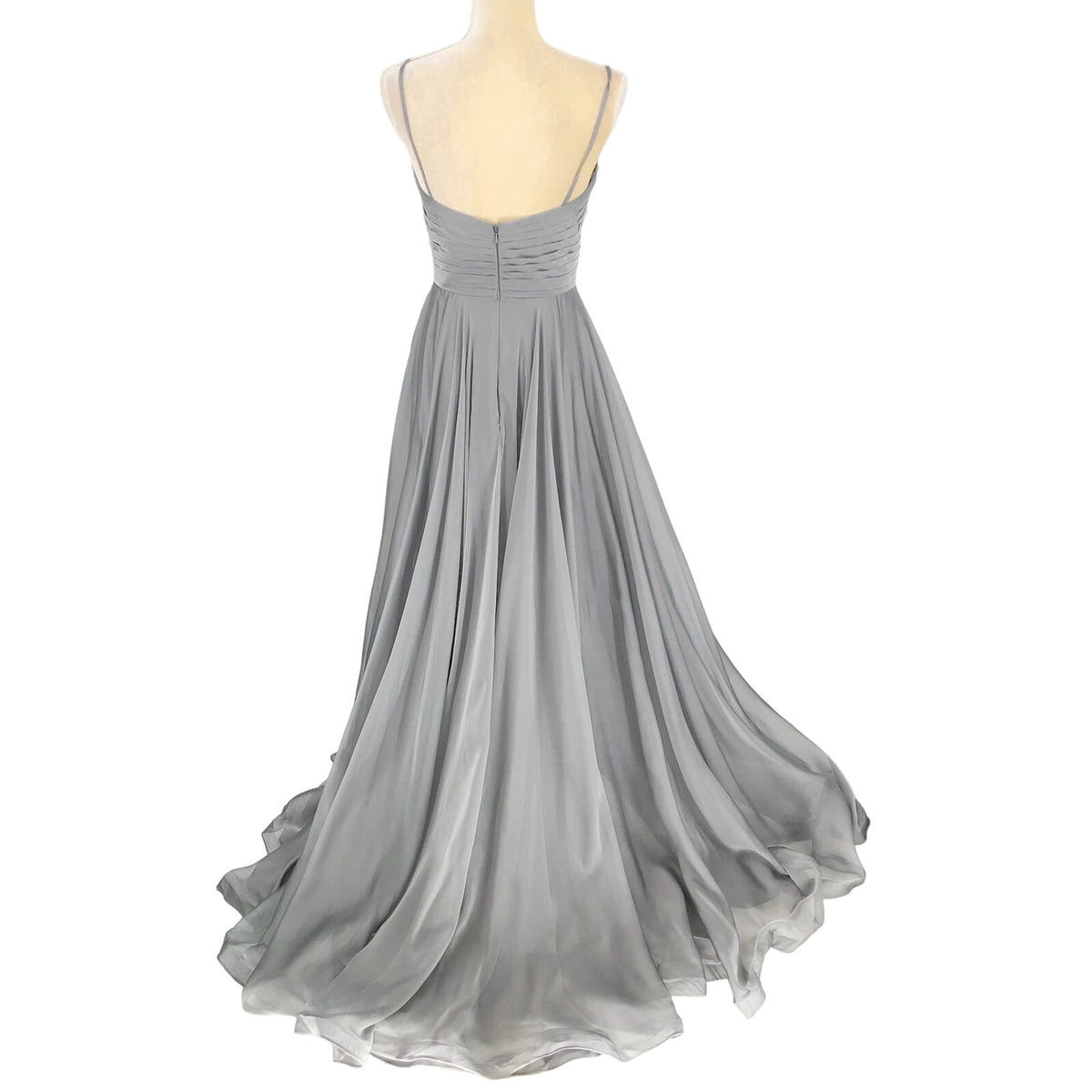 La Femme Womens Chiffon A Line Prom Dress 2 Silver Pleated Formal NWT FLAWS