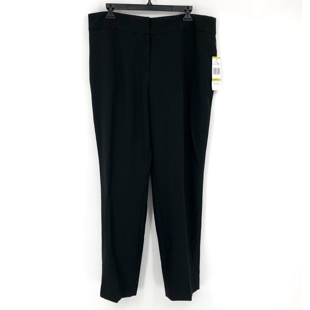 LE SUIT Women's Straight Leg Suit Pants Size 14 Black Flat Front Stretch NWT