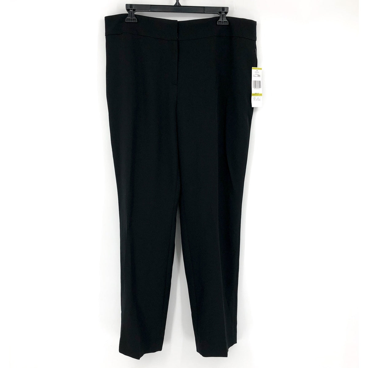 LE SUIT Women's Straight Leg Suit Pants Size 14 Black Flat Front Stretch NWT